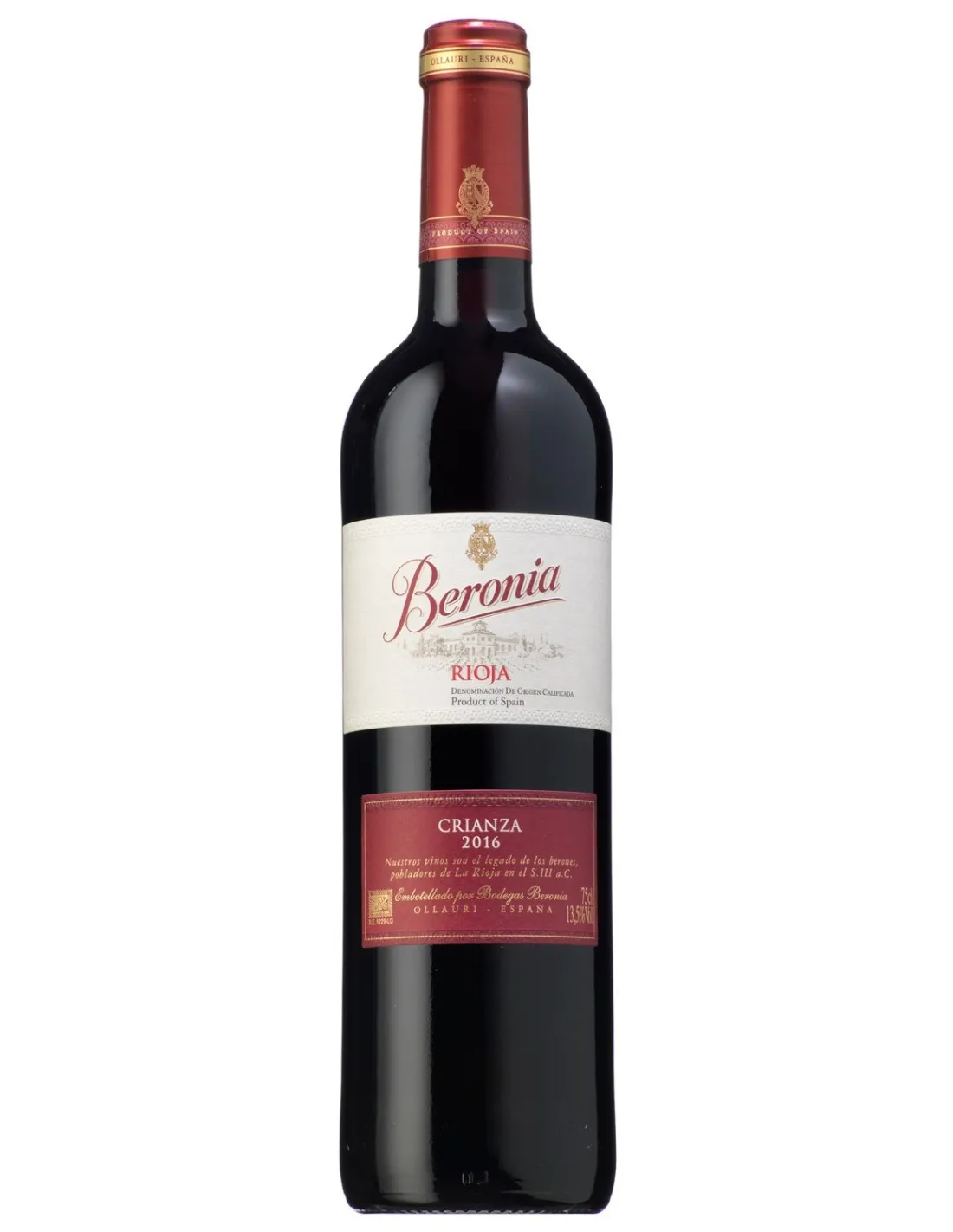 BERONIA Vino tinto crianza DOCa Rioja botella 75 cl