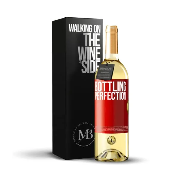 «Bottling perfection» Mensaje en una Botella. Vino Blanco Premium Verdejo. Etiqueta Roja