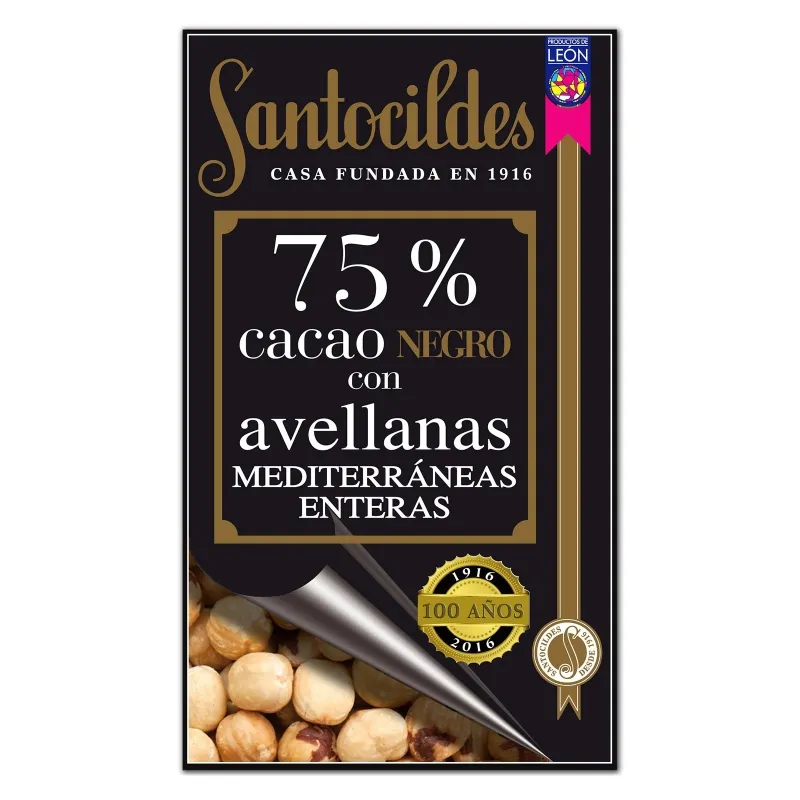 Chocolate con avellanas enteras 75% 200g