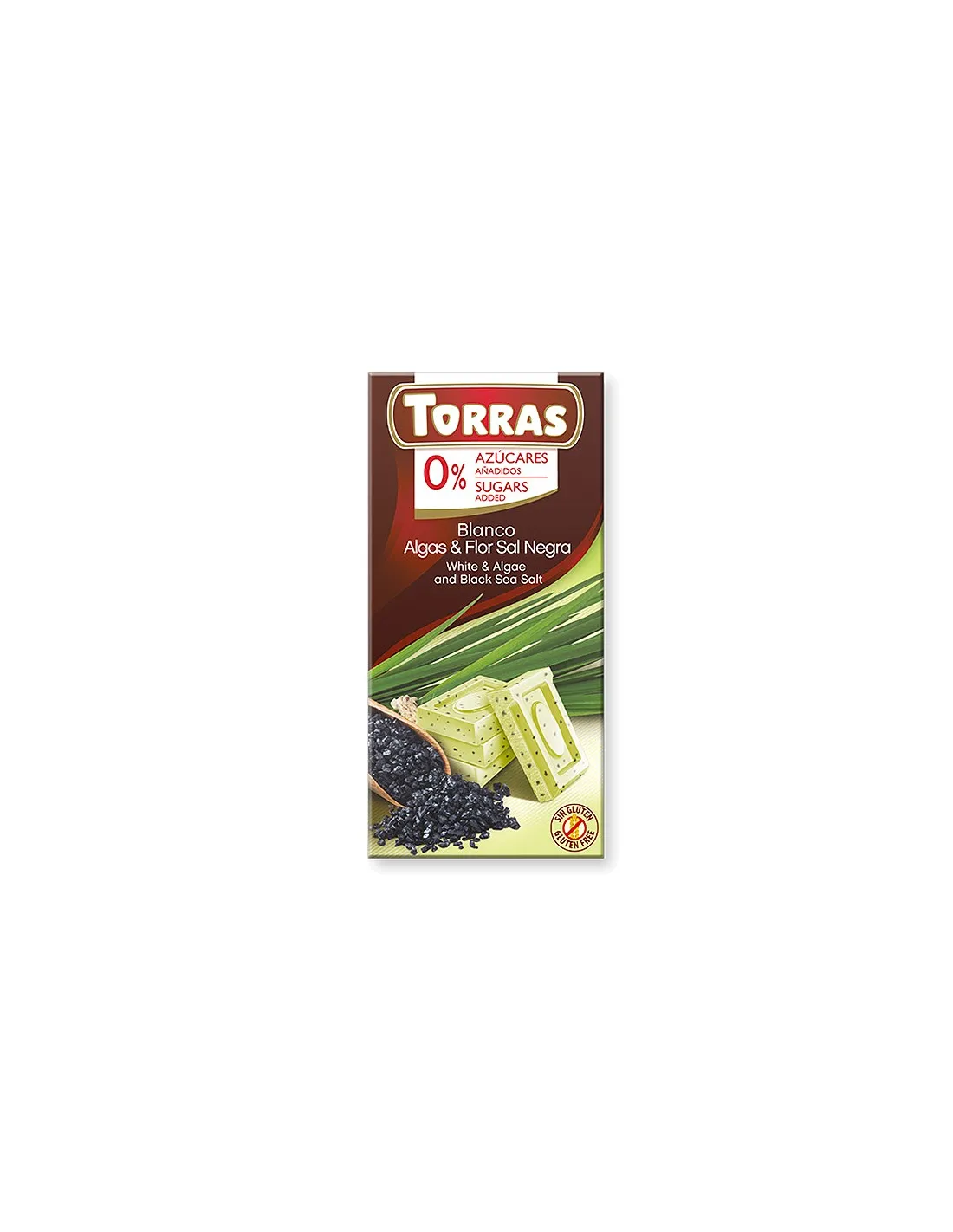 Chocolate Blanco con Algas y Flor de Sal Negra sin azúcar 75g