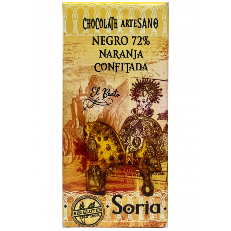 Chocolate Negro 72% Con Naranja Confitada