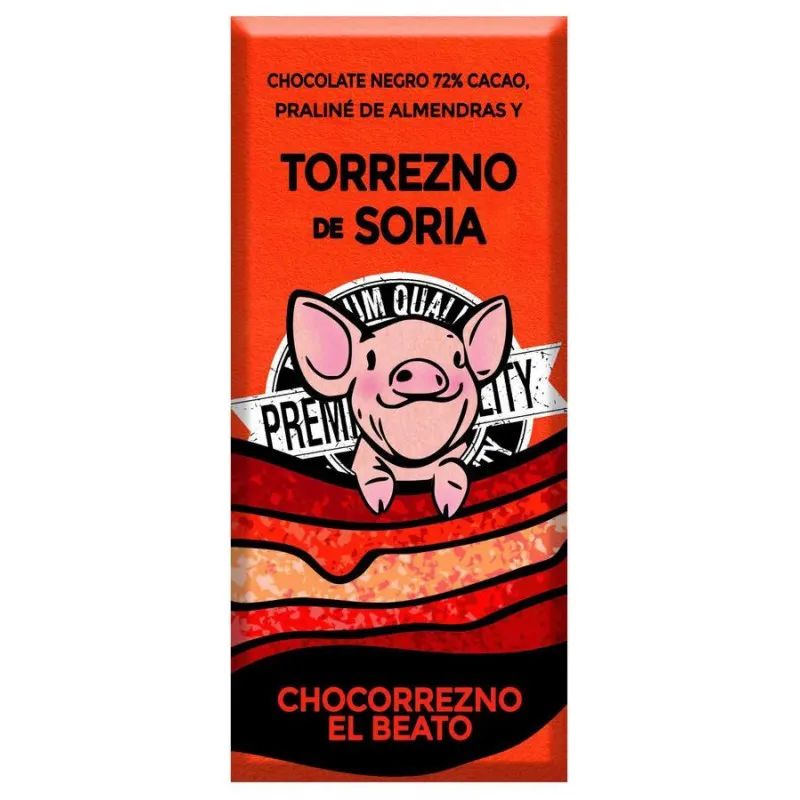 Chocolate negro 72% con torreznos y praliné