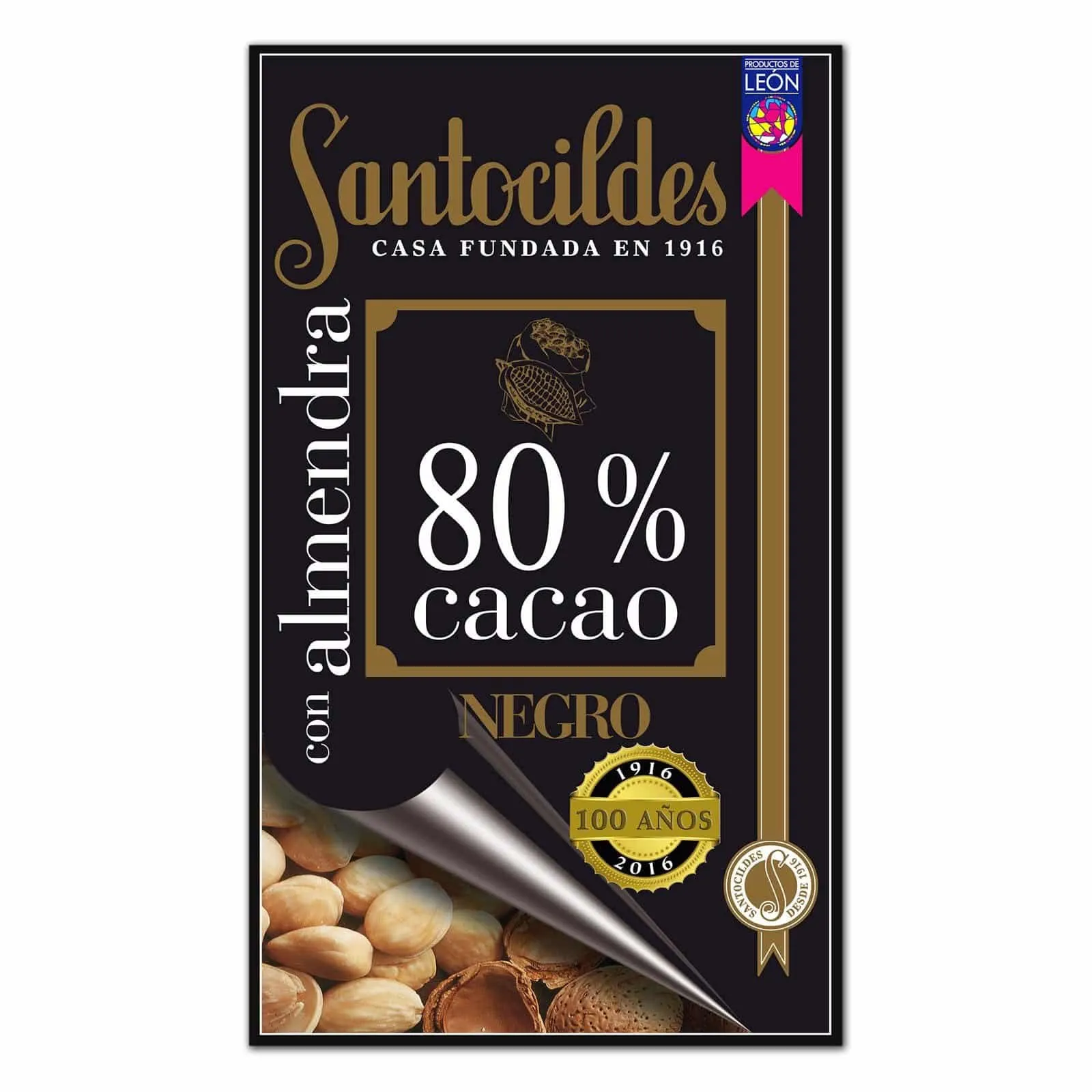 Chocolate Negro 80% Cacao con Almendras Santocildes