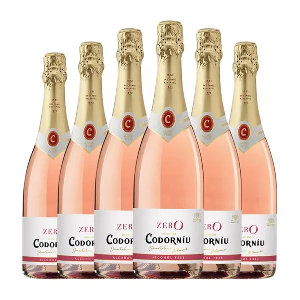 Codorníu Zero Rosé — Rosado 75 cl Sin Alcohol Espumoso Rosado (Caja de 6 unidades)