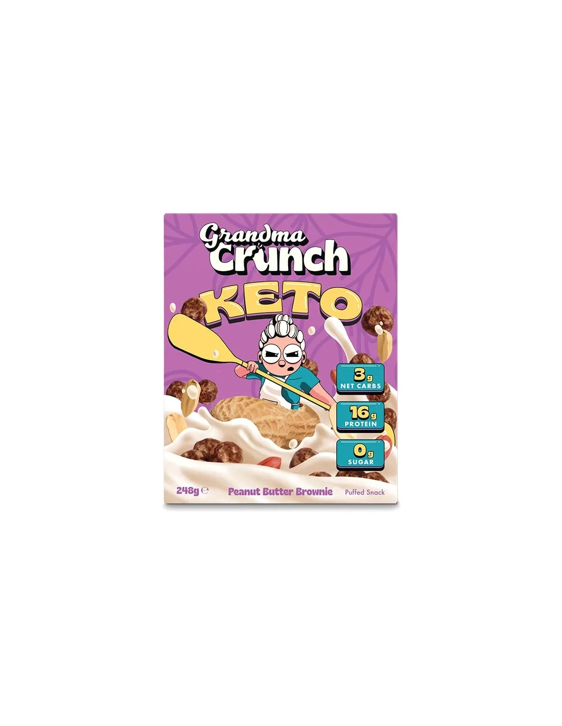 Cereales KETO sabor Cacahuete-Brownie Grandma Crunch 248g