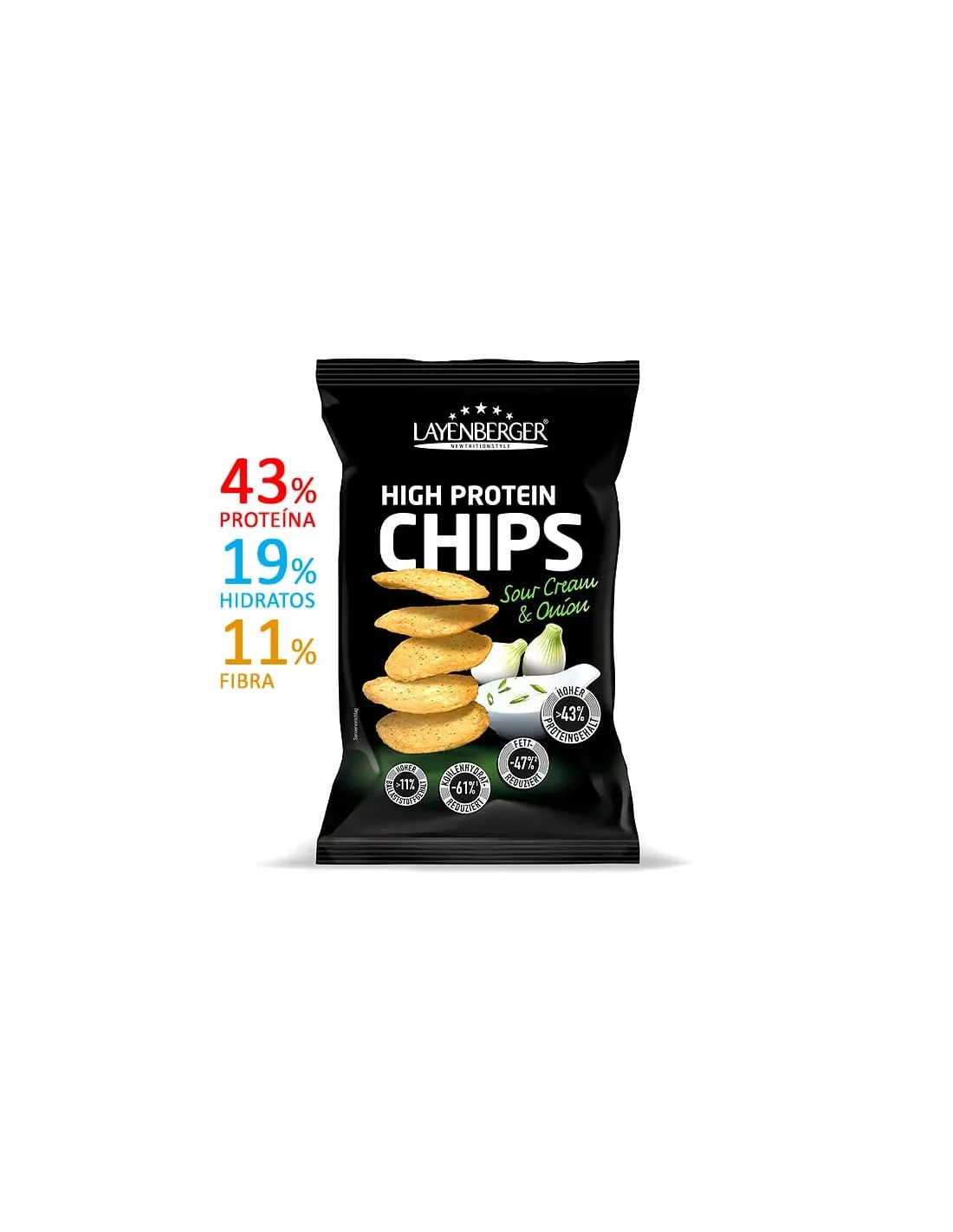 Chips Keto HIGH PROTEIN CHIPS sabor Crema agria y cebolla 75g