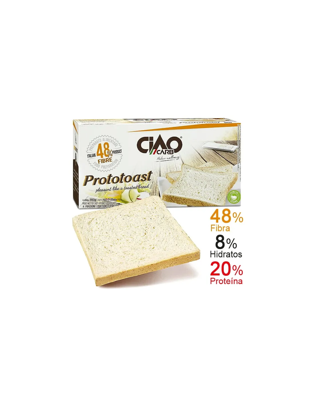 Tostadas keto PROTOTOAST Fase 2 sabor Natural 200g (16 Tostadas)
