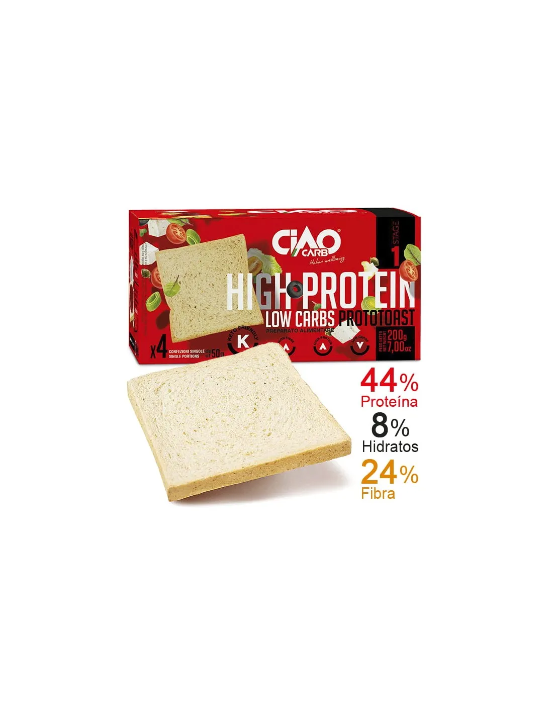 Tostadas keto PROTOTOAST Fase 1 sabor Natural 200g (16 Tostadas)