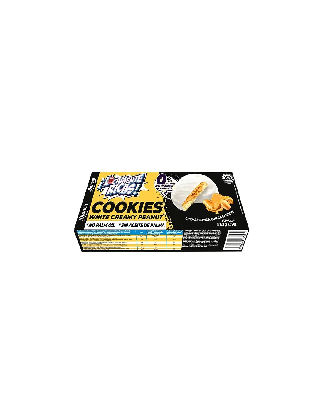 Cookies sin azúcar sabor Cacahuate y Crema Blanca 128g