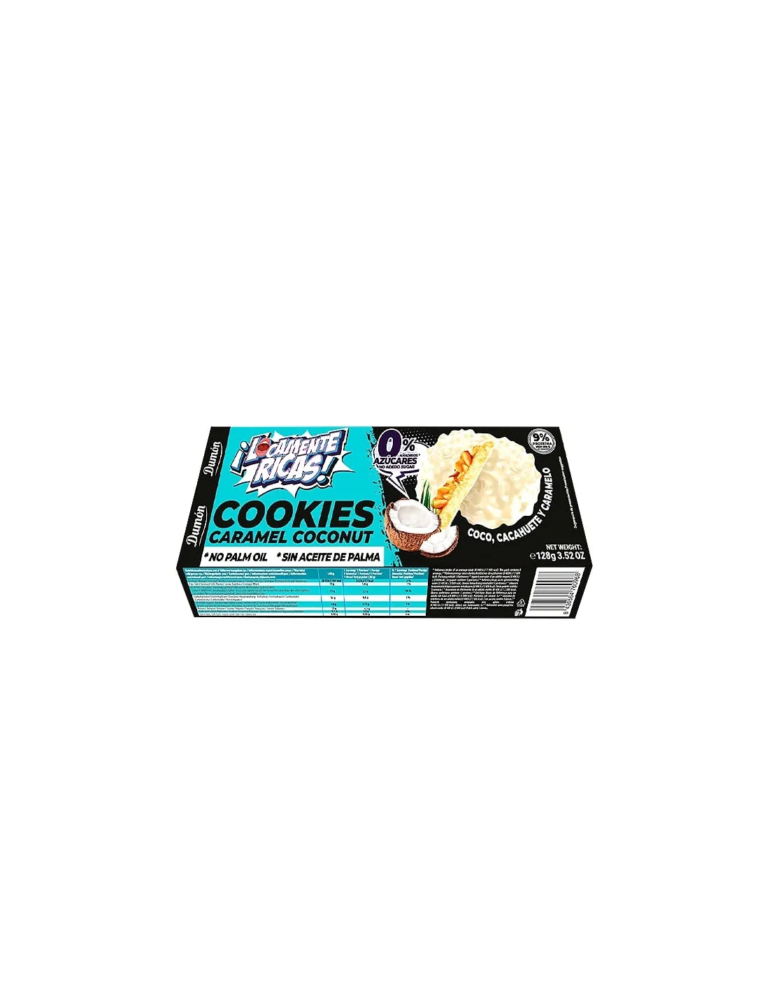 Cookies sin azúcar sabor Coco, Cacahuate y Caramelo 128g