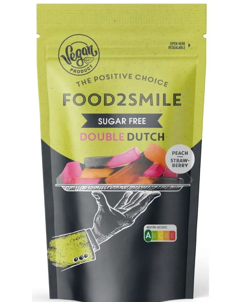 Food2smile - Bonbons sans sucres réglisse pêche fraise 85 g