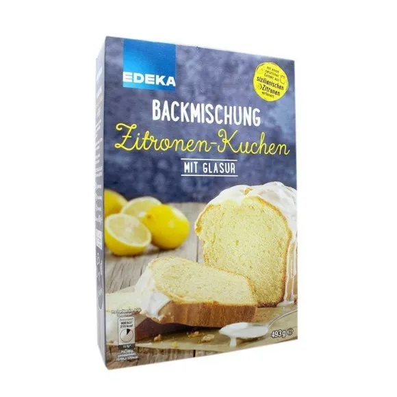 Edeka Backmischung Zitronen-Kuchen mit Glasur / Mezcla para Bizcocho de Limón con Glaseado 493g