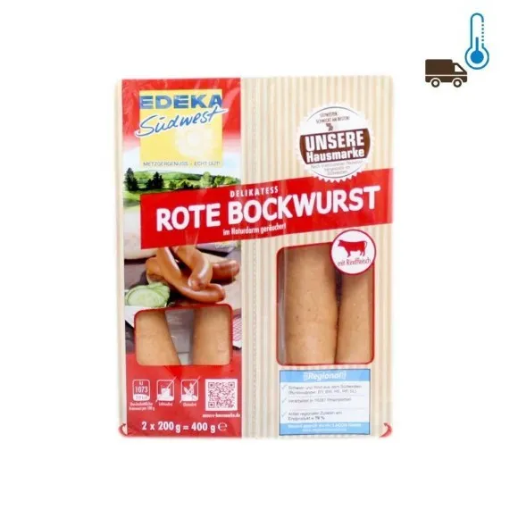 Edeka Rote Bockwurst x2 / Salchicha Roja 400g