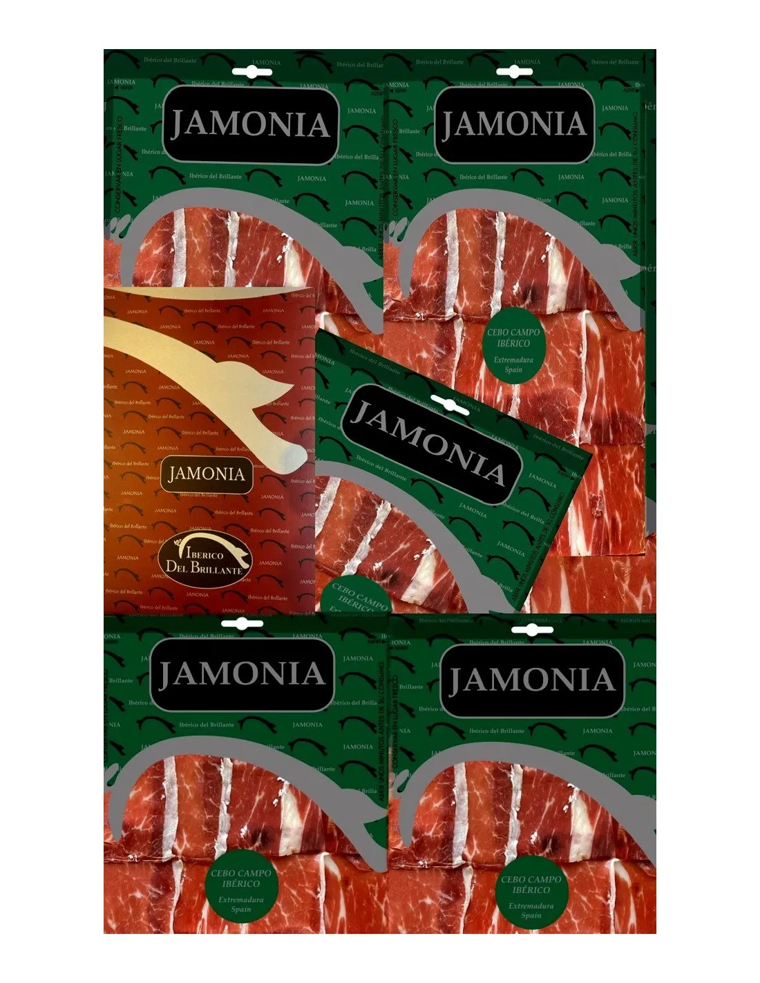 ESTUCHE JAMONIA 5 sobres (100 g): 3 Jamón y 2 Paleta de Cebo de Campo Ibérica 50% Raza Ibérica