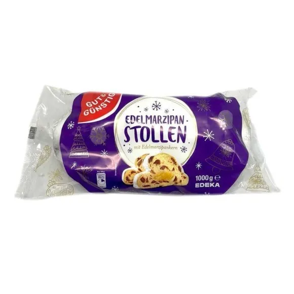 Gut&Günstig Edelmarzipan Stollen/ Pan de Navidad con Mazapán 1Kg