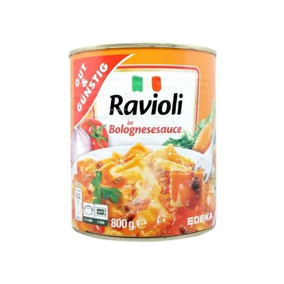 Gut&Günstig Ravioli in Bolognesesauce / Raviolis con Salsa Boloñesa 800g