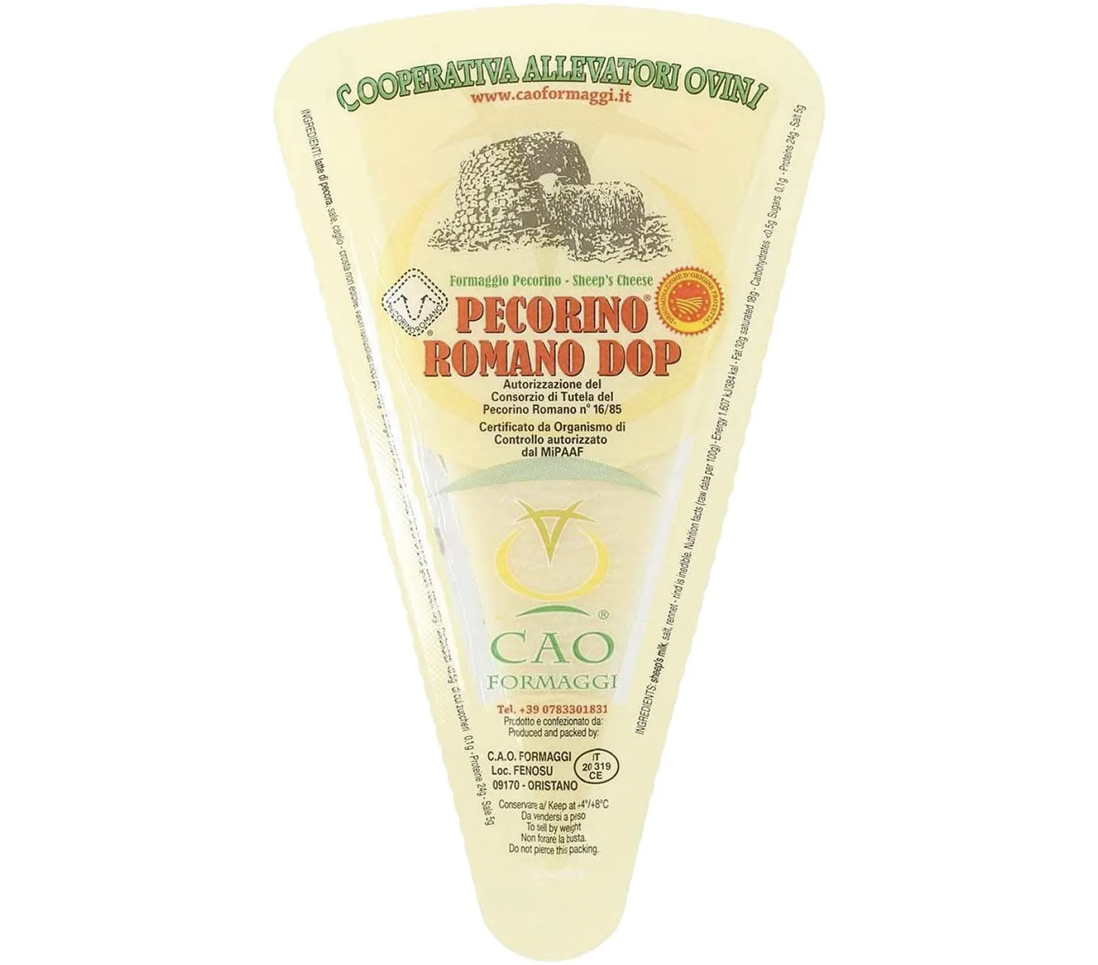 Queso Curado Italiano De Oveja D.O.P. Pecorino Romano CAO 200g