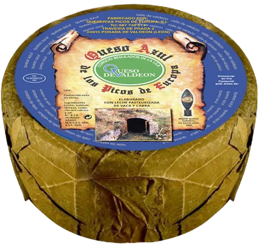 Queso Azul Valdeón De Vaca Y Cabra Con Hojas D.O.P. QUESERÍAS PICOS DE EUROPA 430g