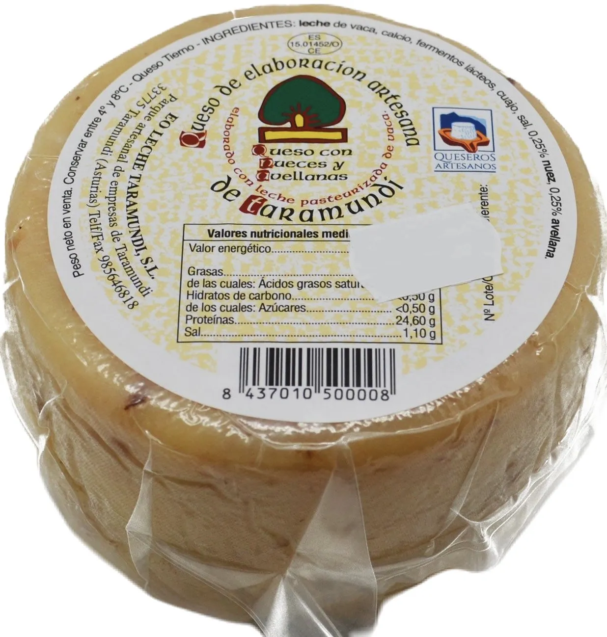 Queso De Leche De Vaca Con Nuez Y Avellana TARAMUNDI 550g