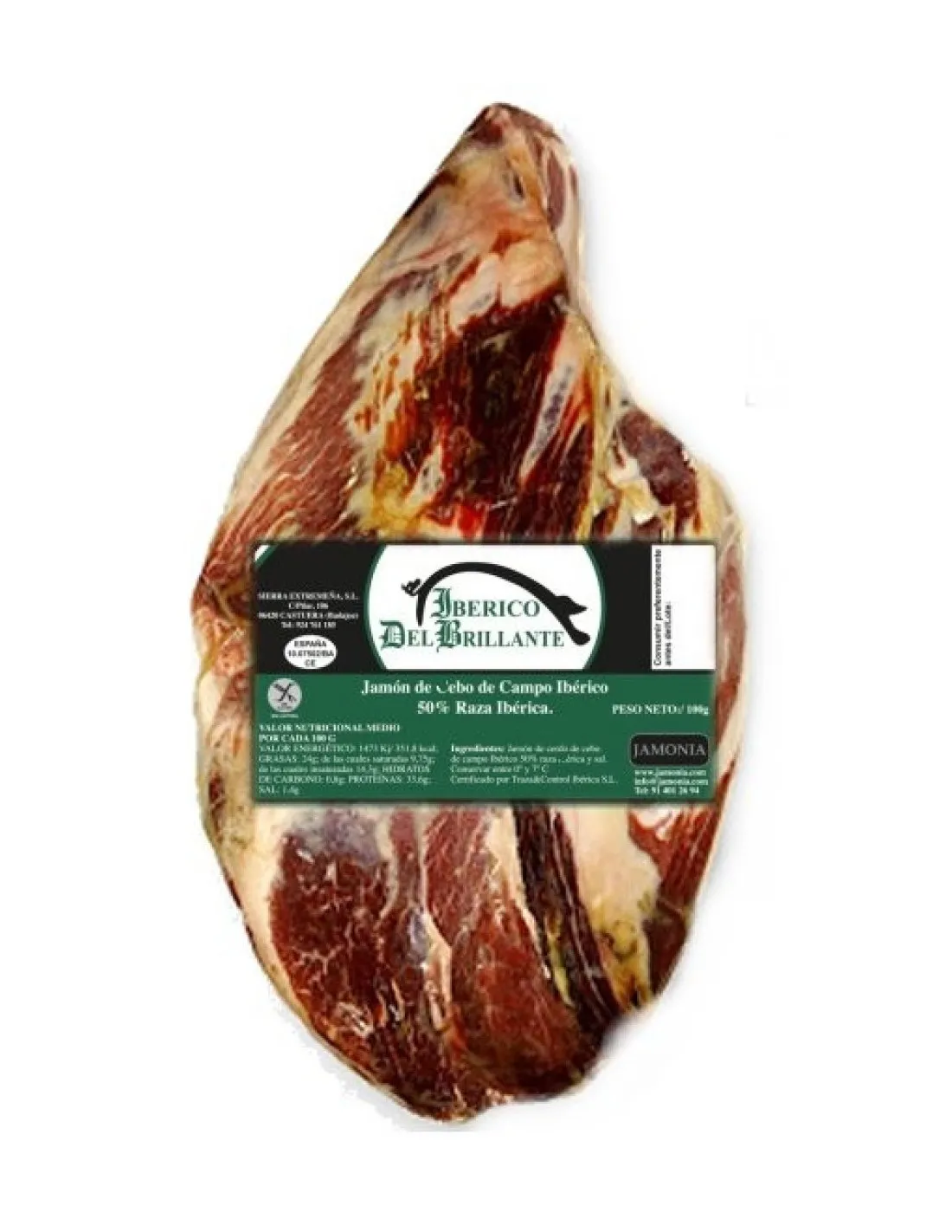 Jamón deshuesado de Cebo de Campo Ibérico 50% Raza Ibérica. Peso 4,200-4,500 kg| IBÉRICO DEL BRILLANTE