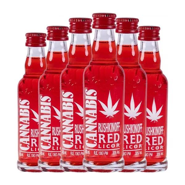 Licores Antonio Nadal Rushkinoff Cannabis Red — Edición Roja, Red Ale — Roja Botellín Miniatura 4 cl (Caja de 6 unidades)