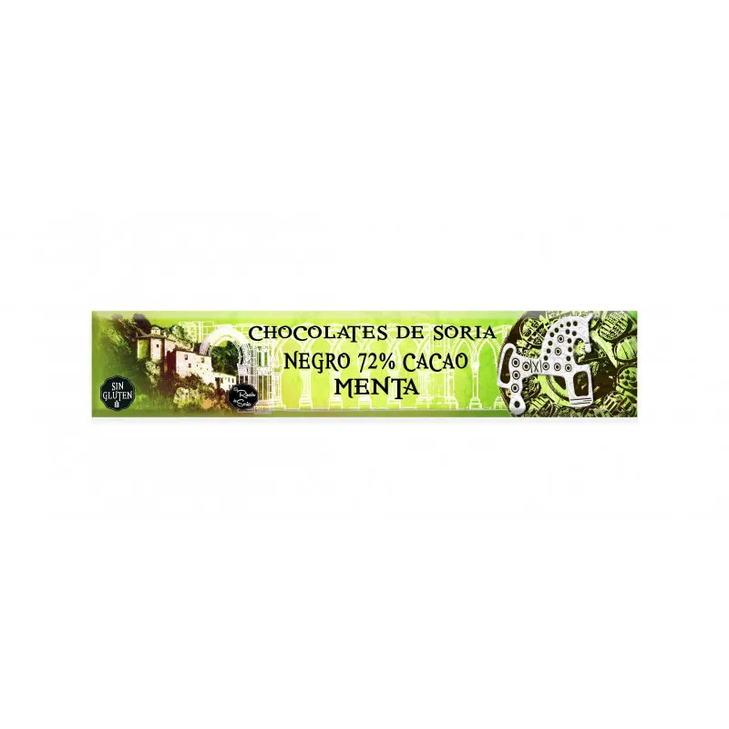 Lingote de chocolate artesano negro 72% con menta