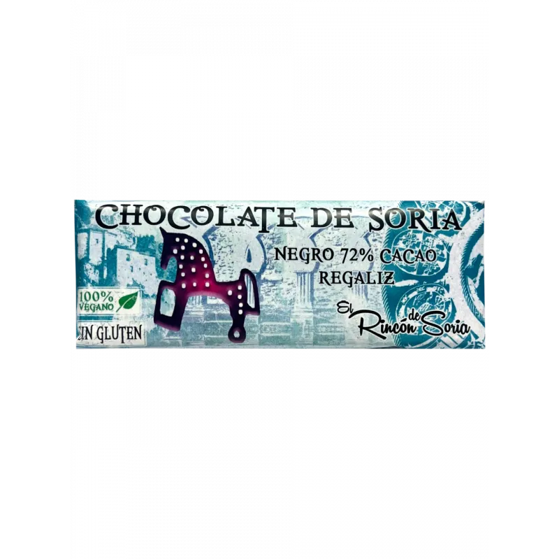 Lingote de chocolate artesano negro 72% con regaliz
