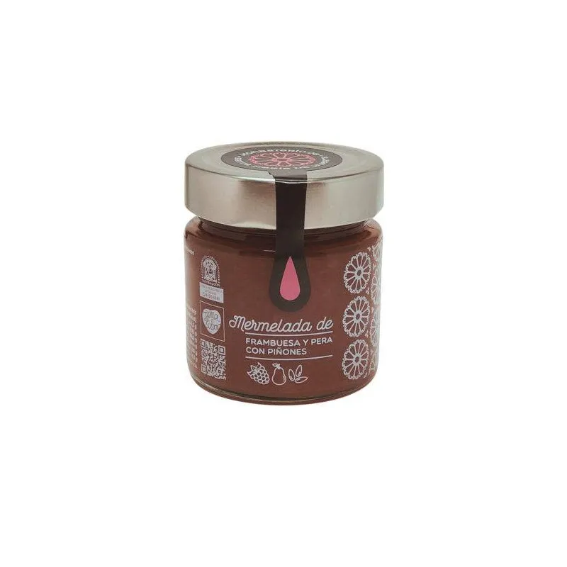 Mermelada de frambuesa y pera con piñones