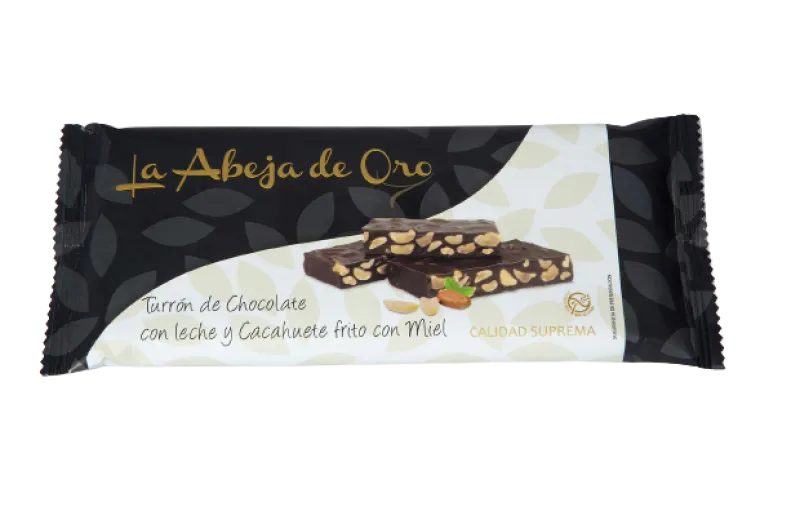 Turrón de Chocolate con Cacahuete frito y Miel 200g La Abeja de Oro