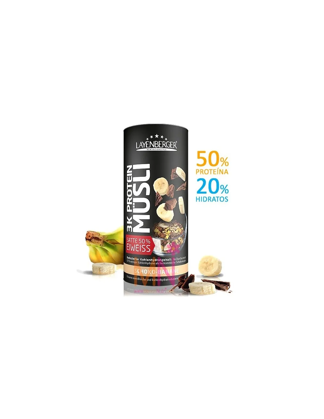Muesli Proteico sabor Chocolate-Plátano 390g