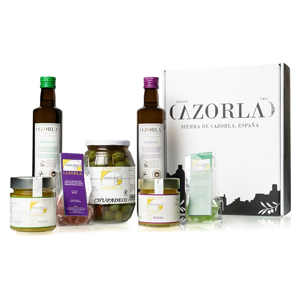 Cesta Regalo Aceite DOP Sierra de Cazorla con Aceitunas