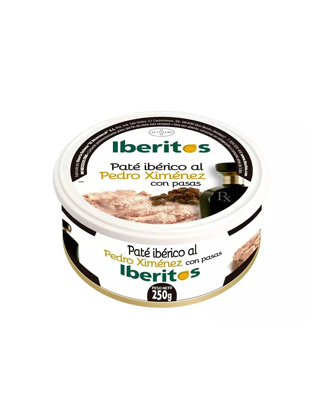 Paté Ibérico Pedro Ximénez con pasas lata 250 g IBERITOS