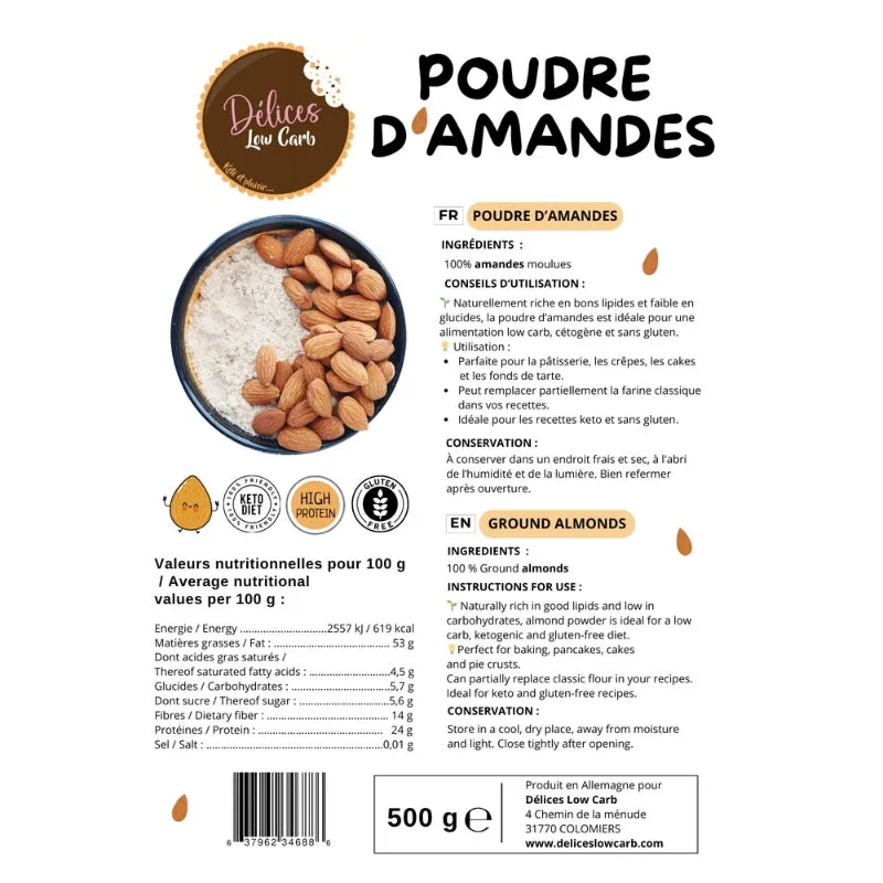 Délices Low Carb - Poudre d'amandes 500 g