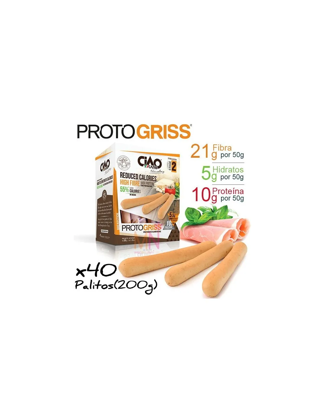 PROTOGRISS (Palitos crujientes bajos en cal.) - 200g (40 palitos)