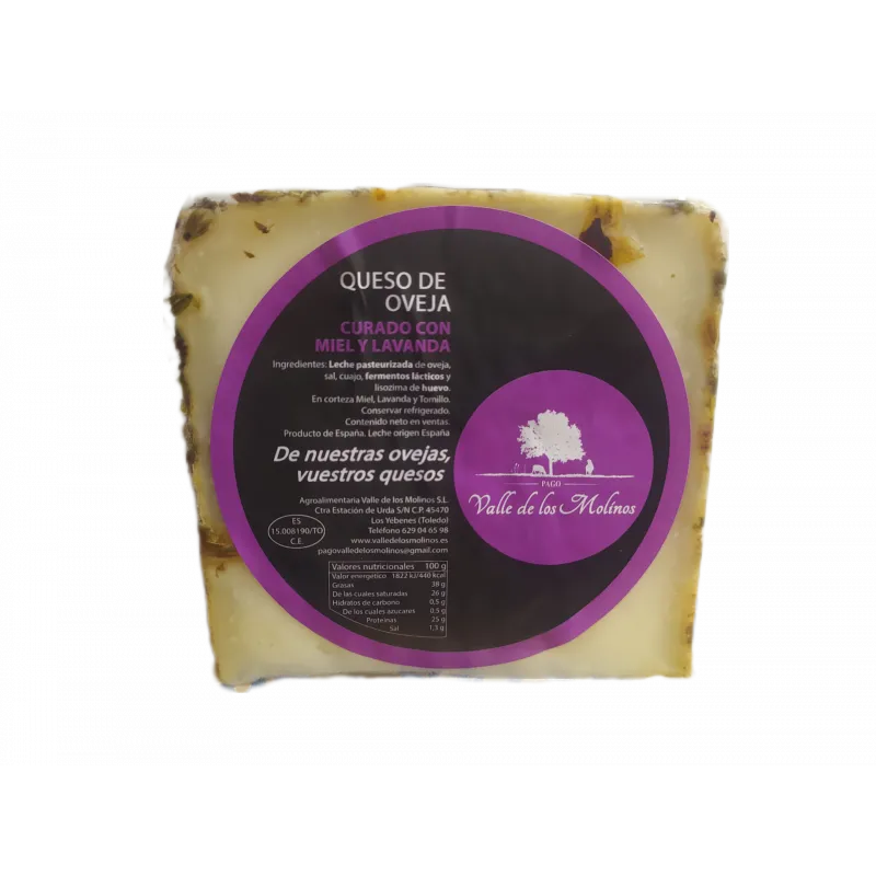 Queso curado con miel y lavanda. Cuña 250 gr aprox