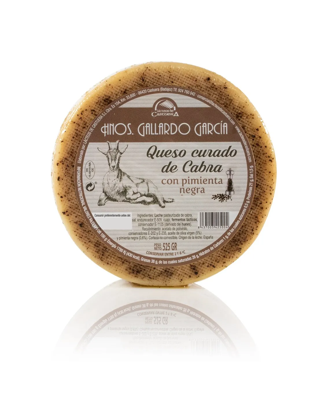 Queso de cabra curado con pimienta negra HERMANOS GALLARDO 0,525 g