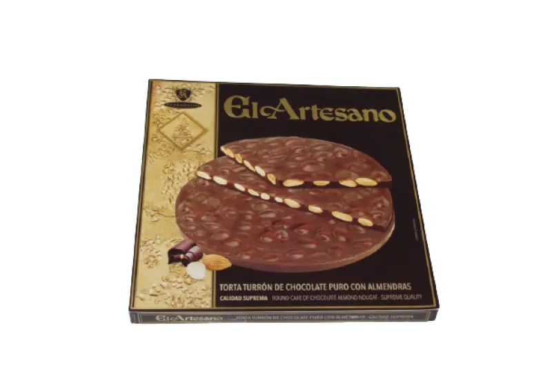 Torta de turron de Chocolate Puro 70% cacao con Almendra 200g - El Artesano