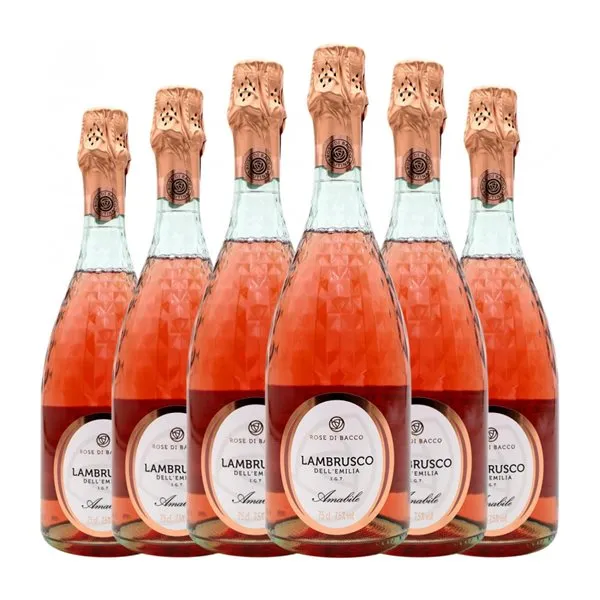 Rose di Bacco Lambrusco Amabile — Semidulce Emilia Romagna 75 cl Espumoso Rosado (Caja de 6 unidades)