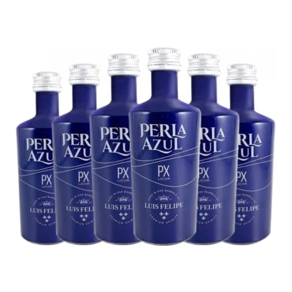 Rubio Perla Azul Luis Felipe Pedro Ximénez Condado de Huelva Botellín Miniatura 5 cl Vino Dulce (Caja de 6 unidades)