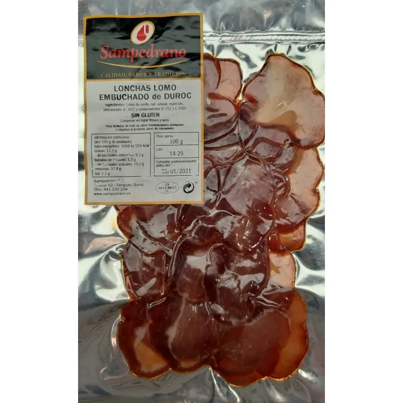 SAMPEDRANO. LOMO EMBUCHADO EN LONCHAS. 100 GR. DUROC