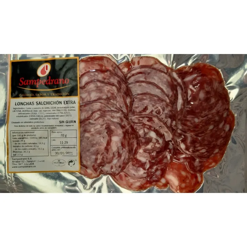 SAMPEDRANO. SALCHICHON EXTRA EN LONCHAS. 100 GR.