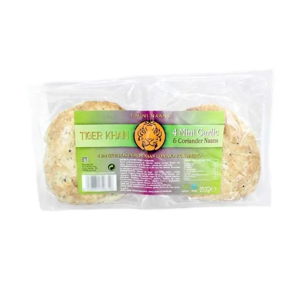 Tiger Khan Mini Naans x4 / Pan Indio con Ajo y Cilantro x4