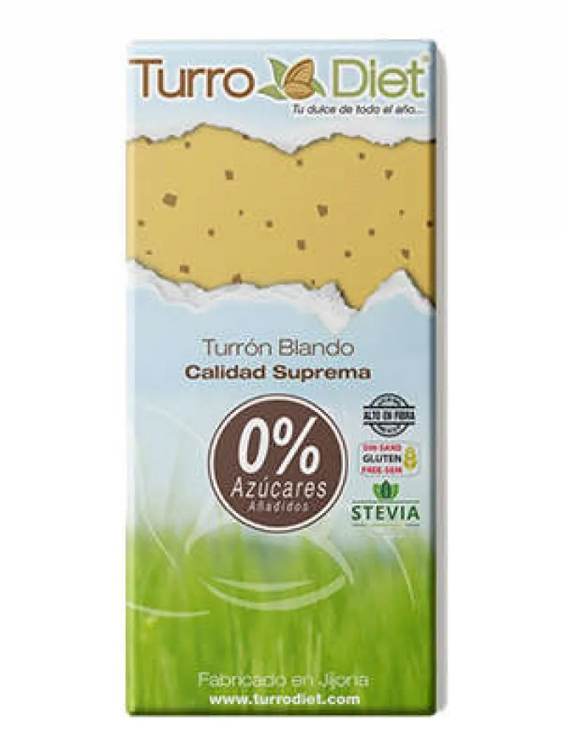 Turrón Blando con Stevia 150 g. - Cero azúcares añadidos - Turrodiet.