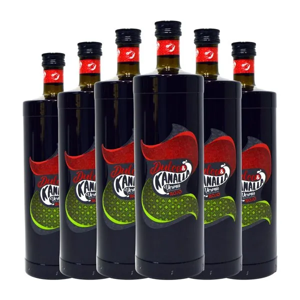 Vermut Rajoma Dulce & Kanalla Rojo Tinto 1 L (Caja de 6 unidades)