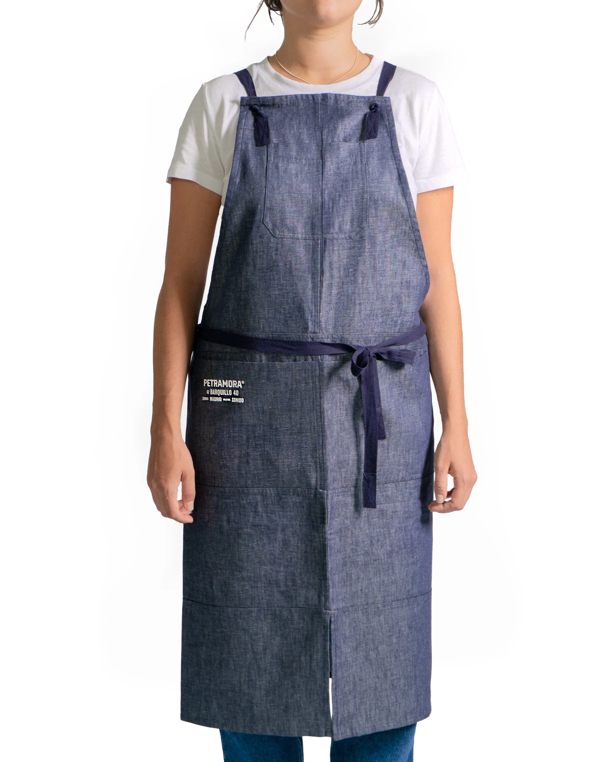 Delantal cruzado lino vaquero adulto