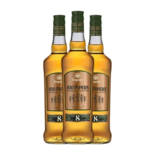Whisky Blended Seagram's 100 Pipers Escocia 8 Años 70 cl (Caja de 3 unidades)