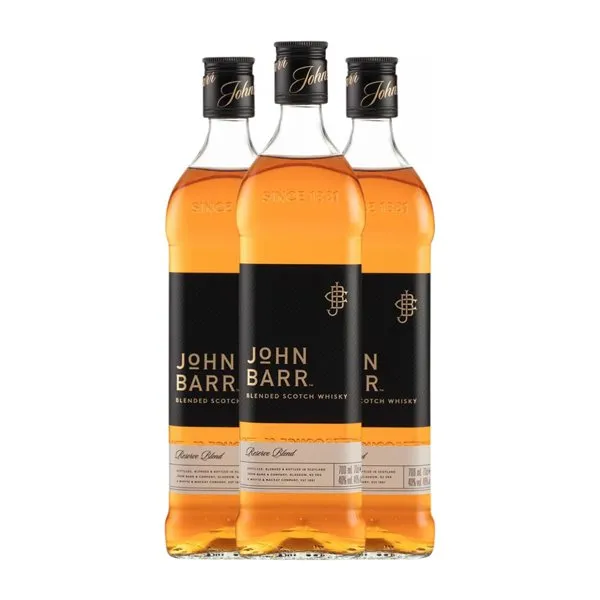 Whisky Blended John Barr Escocia Black — Edición Negra Reserva 70 cl (Caja de 3 unidades)