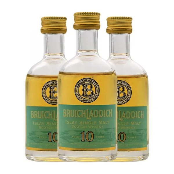 Whisky Single Malt Bruichladdich Escocia 10 Años Botellín Miniatura 5 cl Ejemplar Coleccionista No Apto para Consumo (Caja de 3 unidades)
